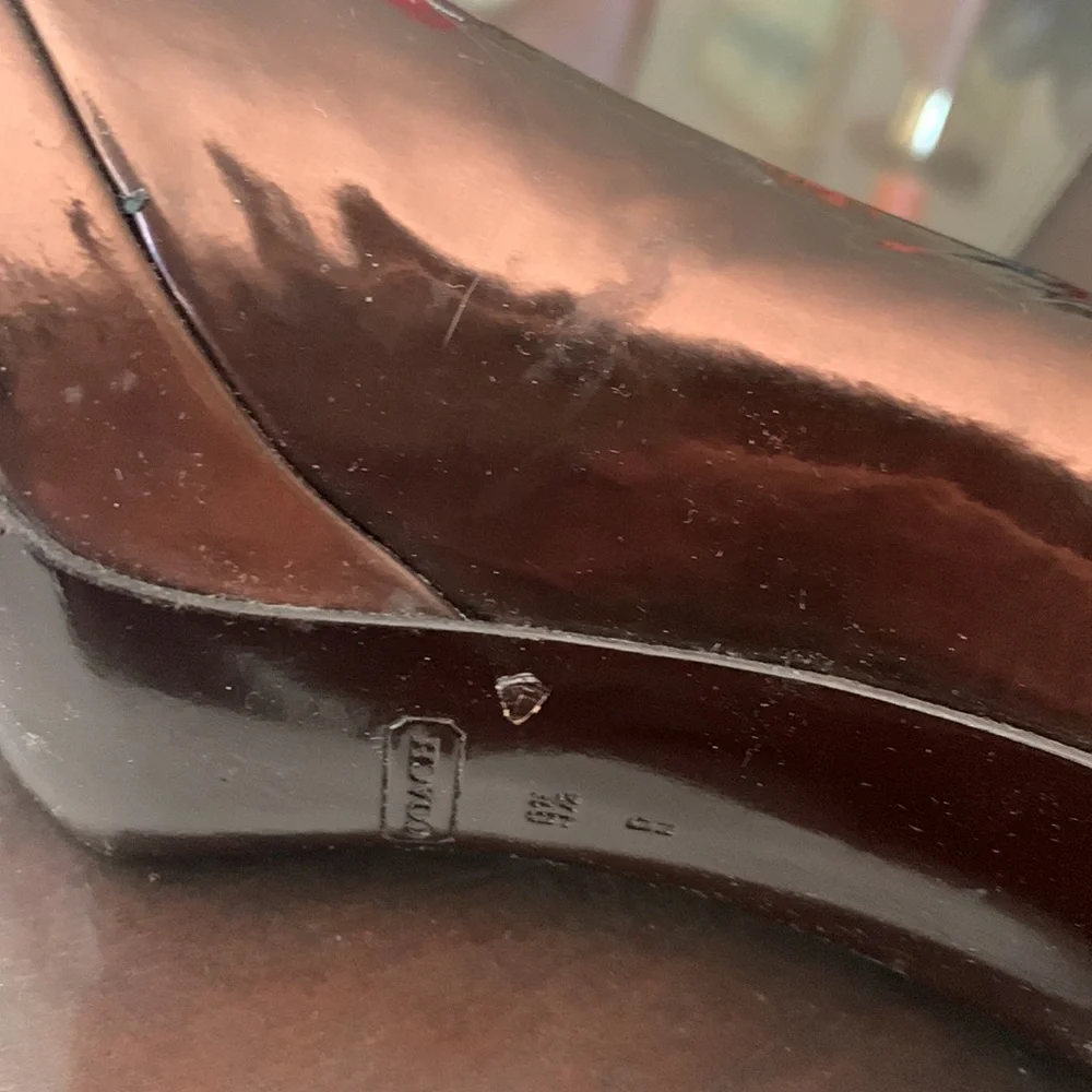 New Platform Dressy Coach Pearl Patent Leather Pumps - Picture 4 of 5